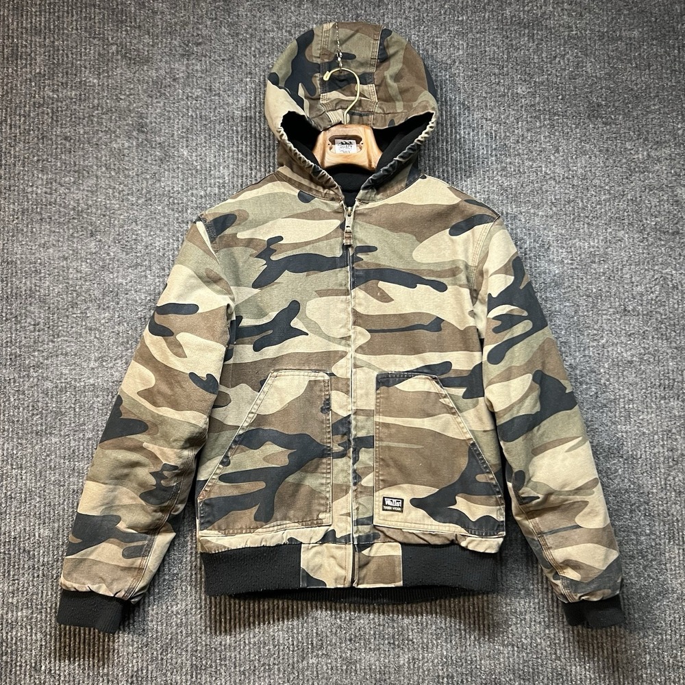 Walls Tough Wear Kids Camo Active Jacket Size‎ XL 16-18 Fleece Lined Hooded Warm